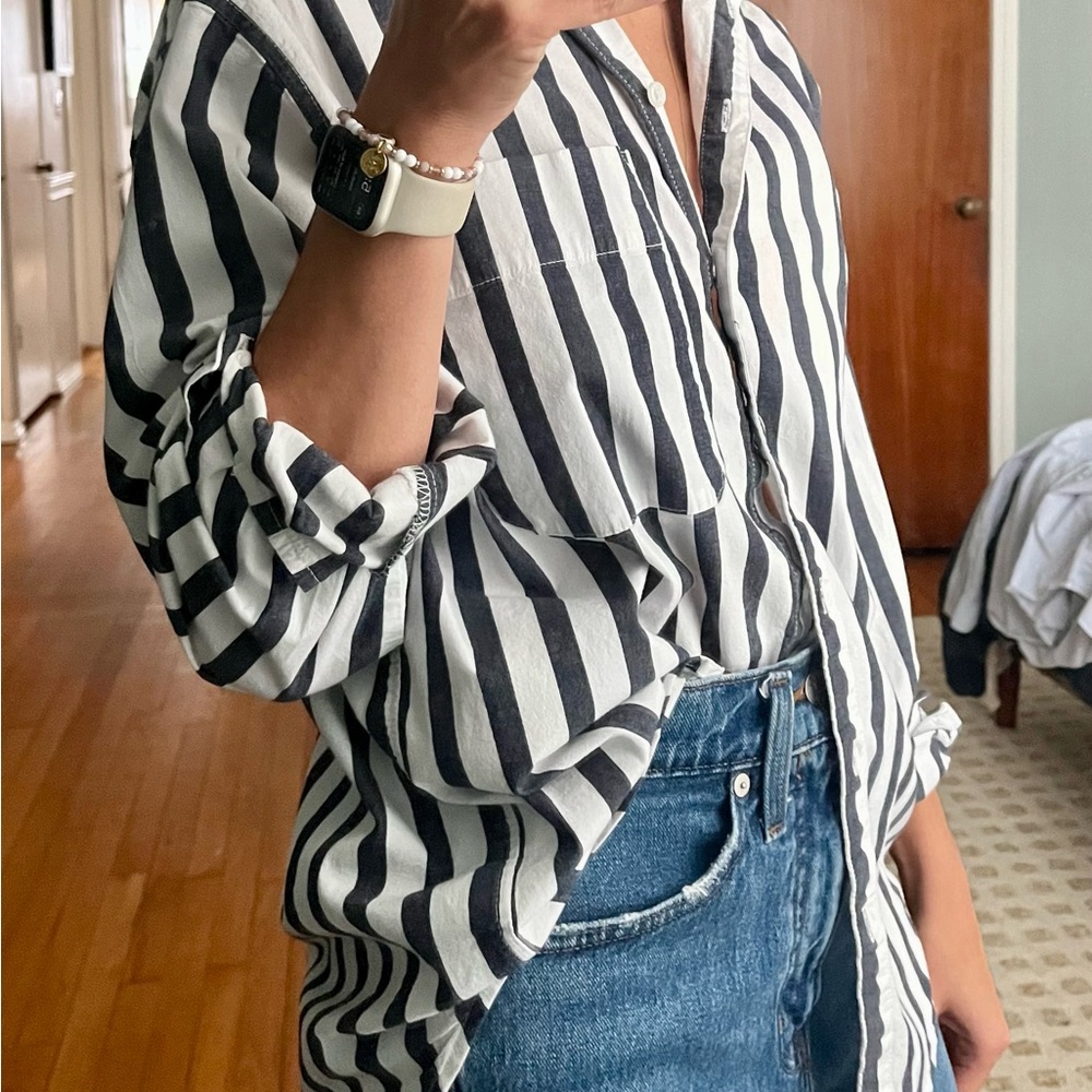 Striped Black and White Women's Top